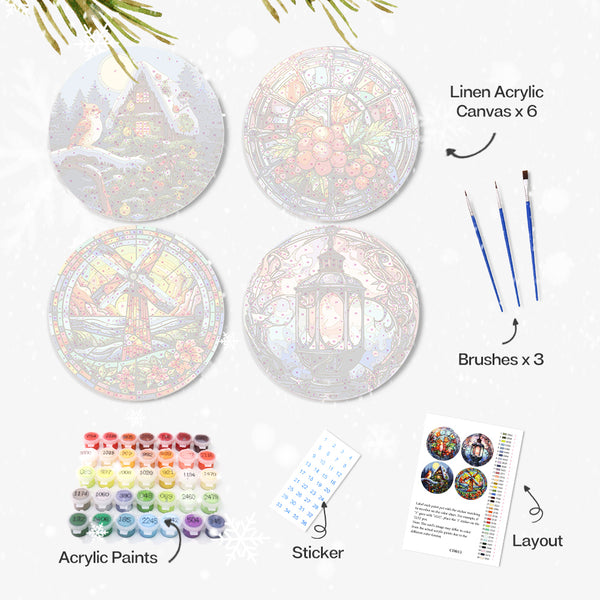 Paint by numbers 8" Placemats (4 pieces) - Holiday and Nature