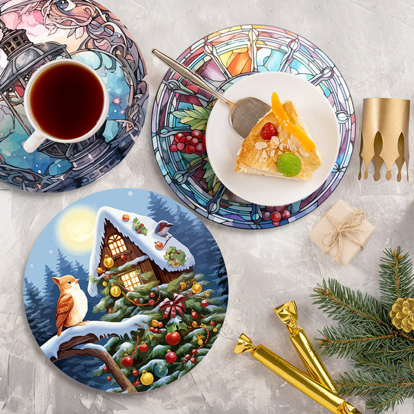 Paint by numbers 8" Placemats (4 pieces) - Holiday and Nature