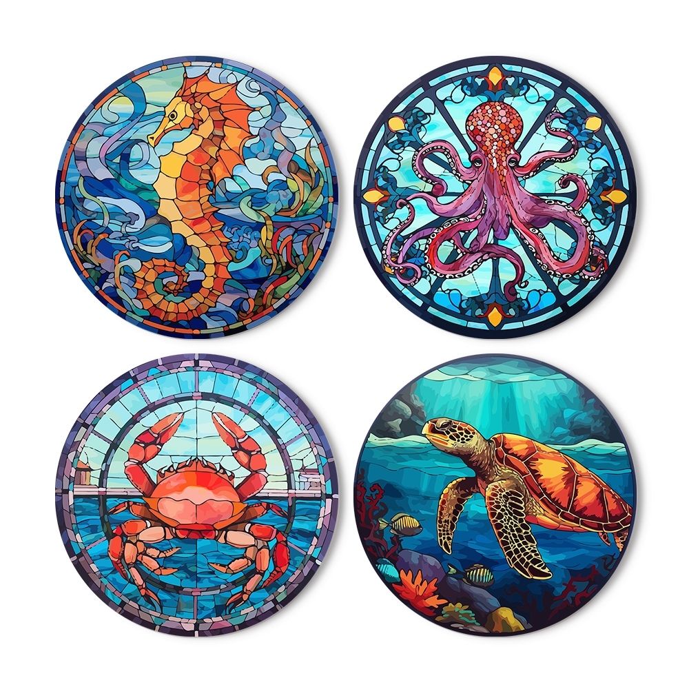 Paint by numbers 8" Placemats (4 pieces) - Ocean Creatures