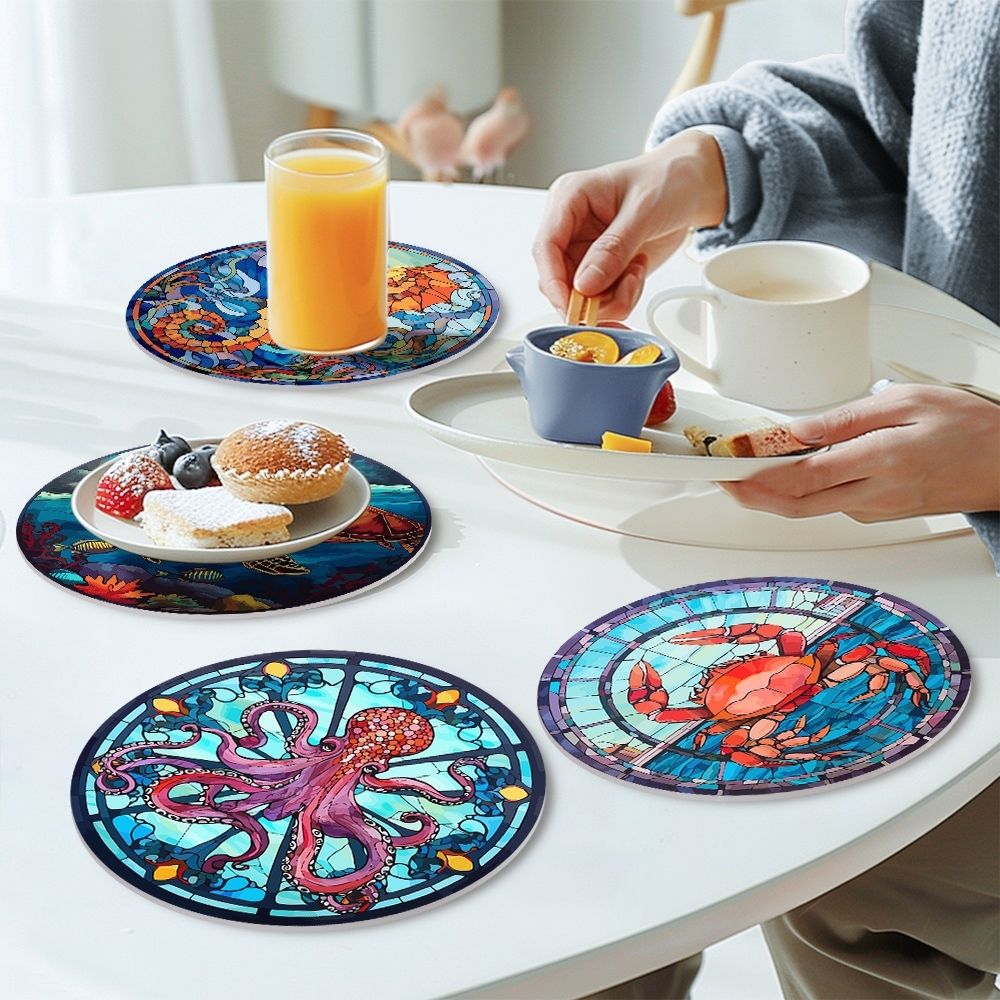 Paint by numbers 8" Placemats (4 pieces) - Ocean Creatures