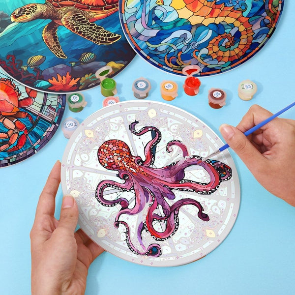 Paint by numbers 8" Placemats (4 pieces) - Ocean Creatures