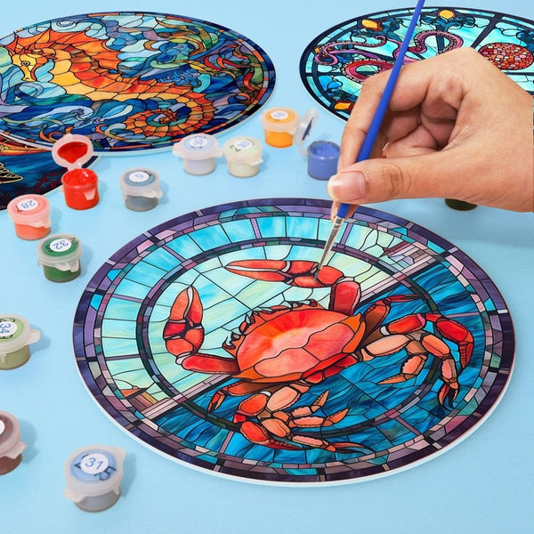 Paint by numbers 8" Placemats (4 pieces) - Ocean Creatures