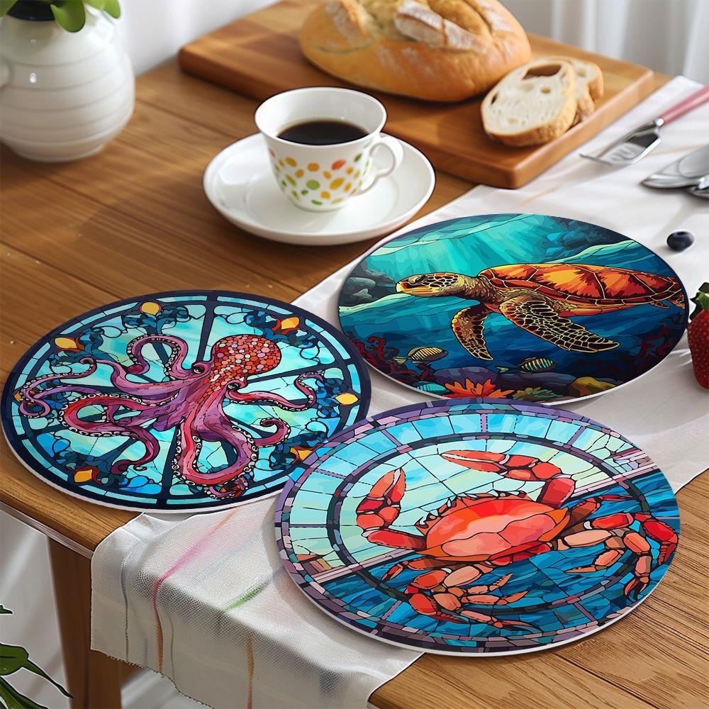 Paint by numbers 8" Placemats (4 pieces) - Ocean Creatures