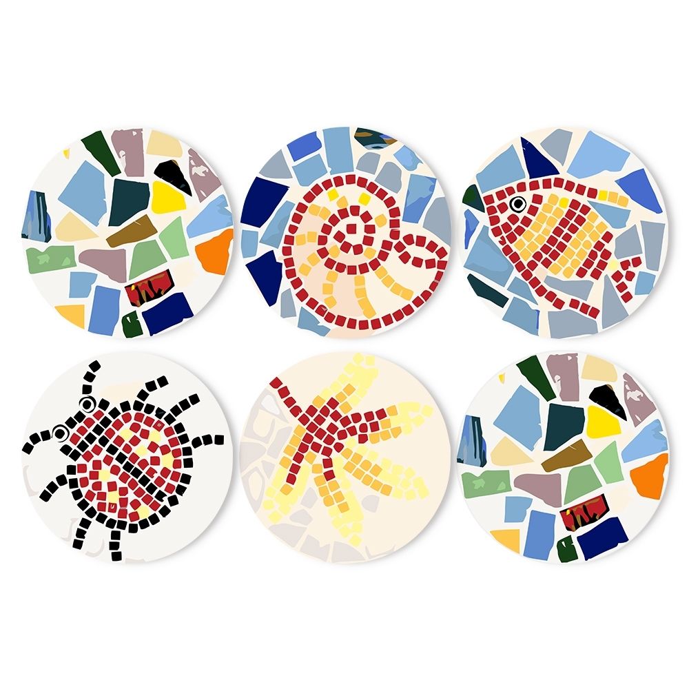 Paint by numbers 8" Placemats (6 pieces) - Decorative Geometric Pattern