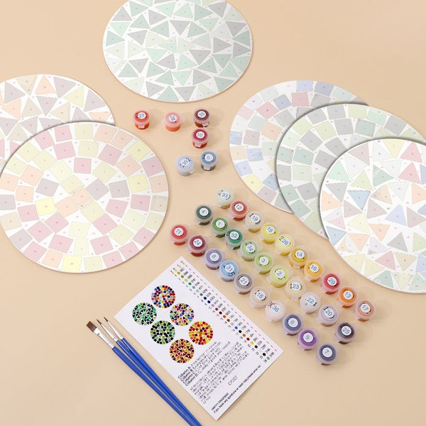 Paint by numbers 8" Placemats (6 pieces) - Modern Geometric