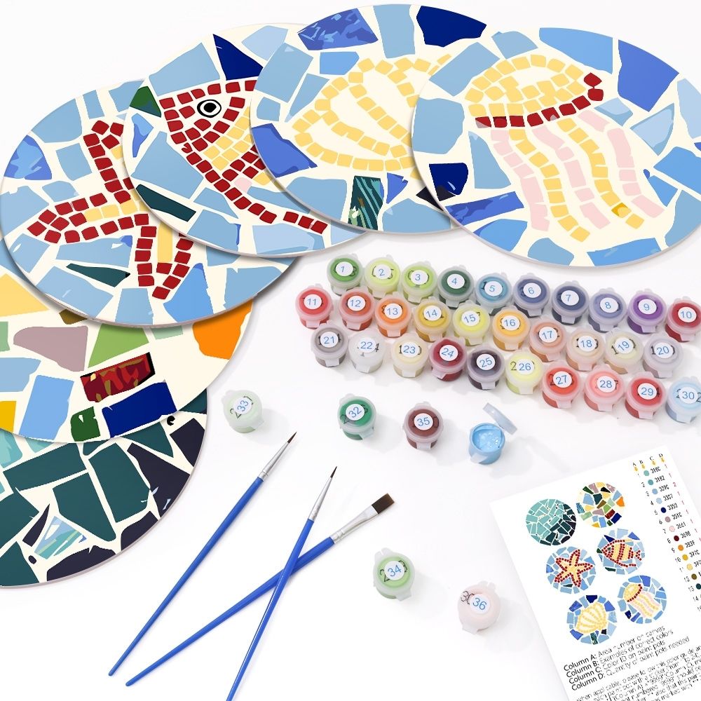 Paint by numbers 8" Placemats (6 pieces) - Mediterranean Style