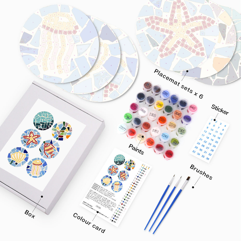 Paint by numbers 8" Placemats (6 pieces) - Mediterranean Style