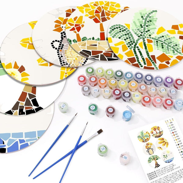 Paint by numbers 8" Placemats (6 pieces) - Botanical and Nature