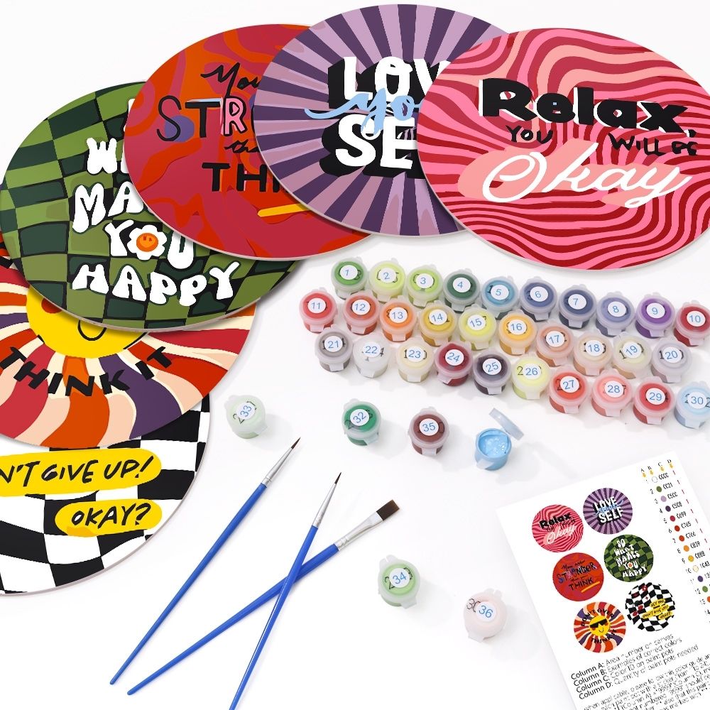 Paint by numbers 8" Placemats (6 pieces) - Motivational Quote