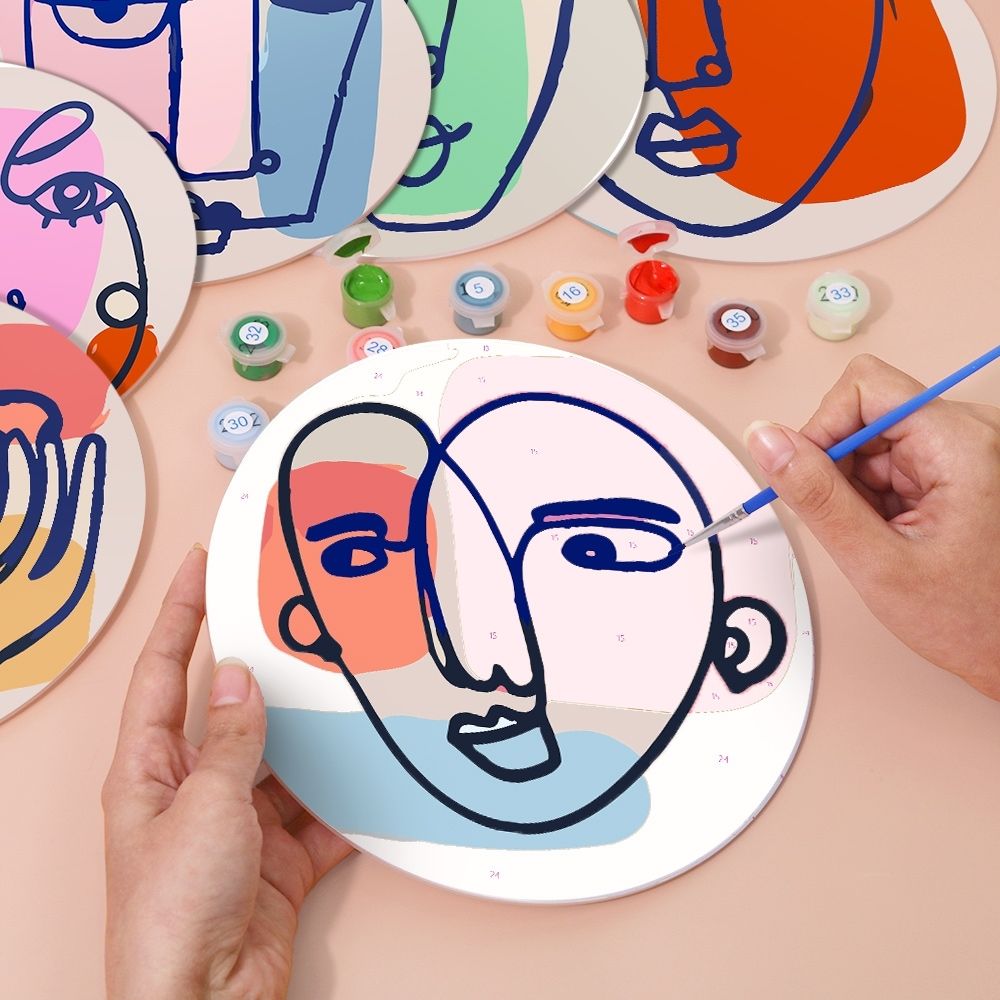 Paint by numbers 8" Placemats (6 pieces) - Modern Abstract Face