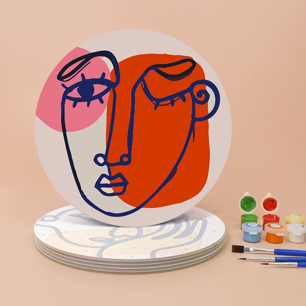 Paint by numbers 8" Placemats (6 pieces) - Modern Abstract Face