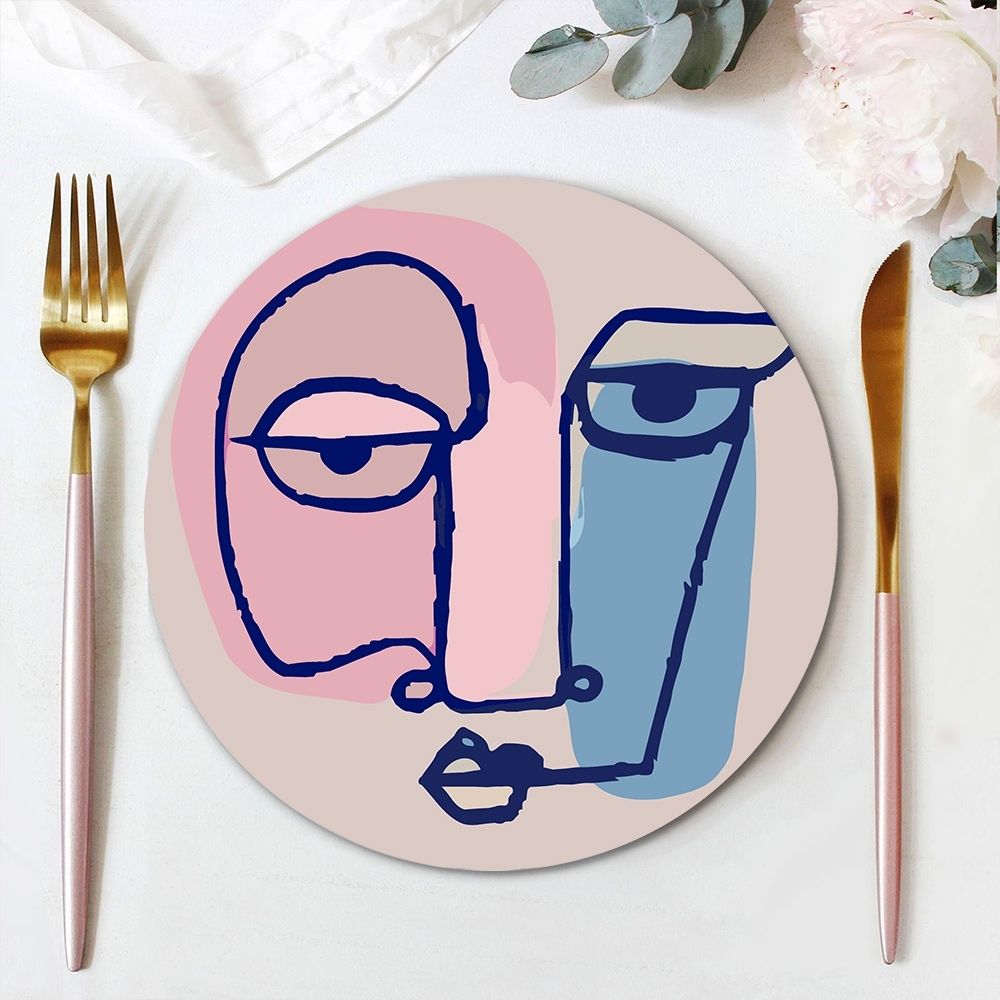 Paint by numbers 8" Placemats (6 pieces) - Modern Abstract Face