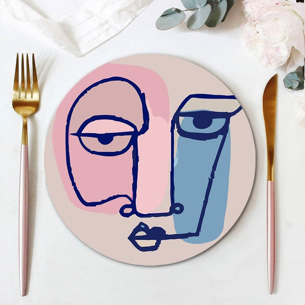 Paint by numbers 8" Placemats (6 pieces) - Modern Abstract Face