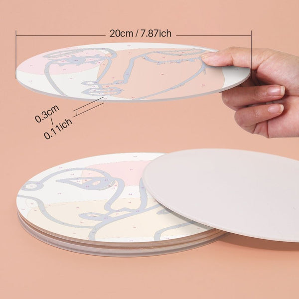 Paint by numbers 8" Placemats (6 pieces) - Modern Abstract Face