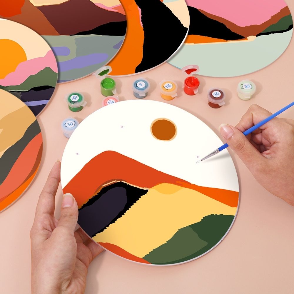 Paint by numbers 8" Placemats (6 pieces) - Modern Abstract Mountain