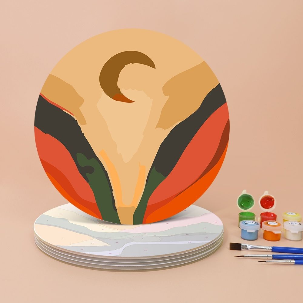 Paint by numbers 8" Placemats (6 pieces) - Modern Abstract Mountain