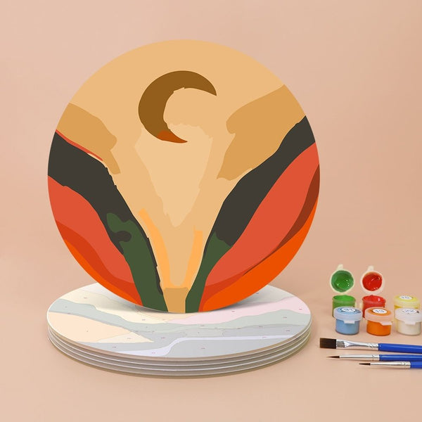 Paint by numbers 8" Placemats (6 pieces) - Modern Abstract Mountain