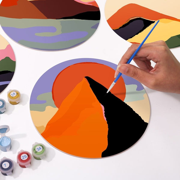 Paint by numbers 8" Placemats (6 pieces) - Modern Abstract Mountain