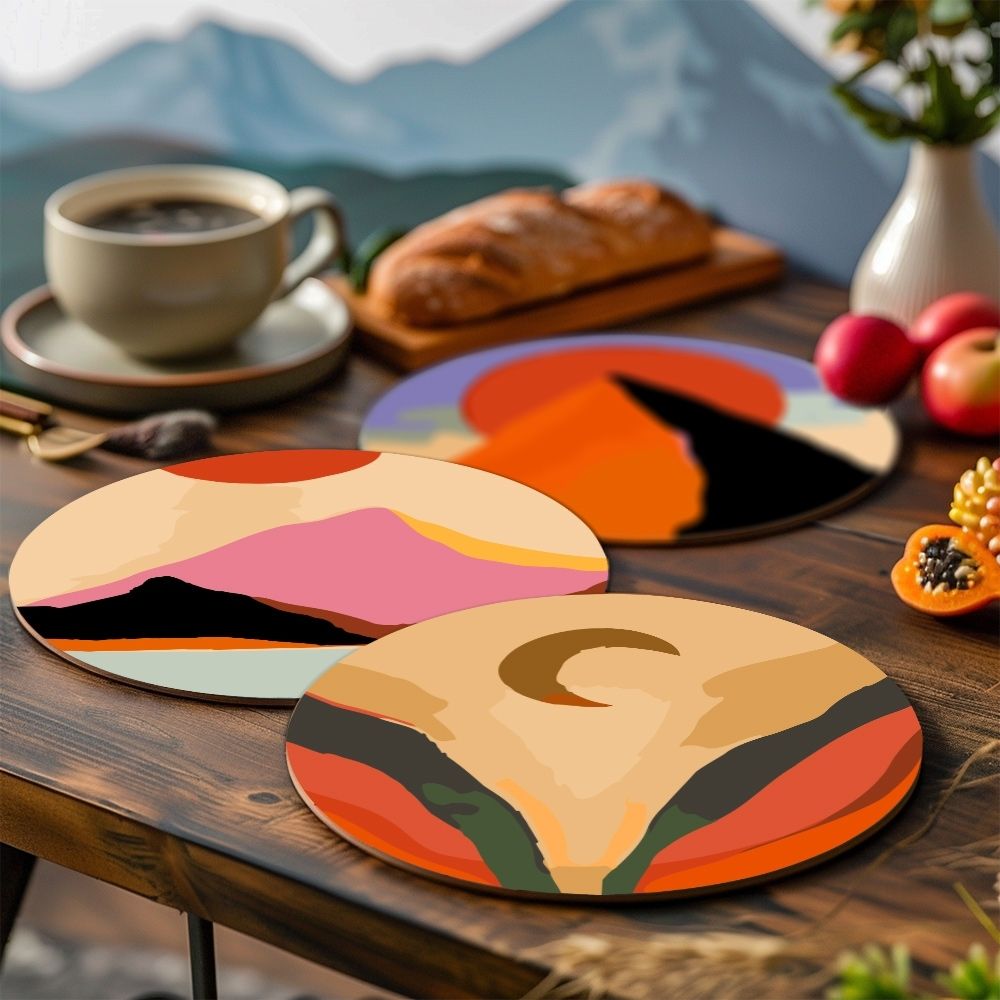 Paint by numbers 8" Placemats (6 pieces) - Modern Abstract Mountain