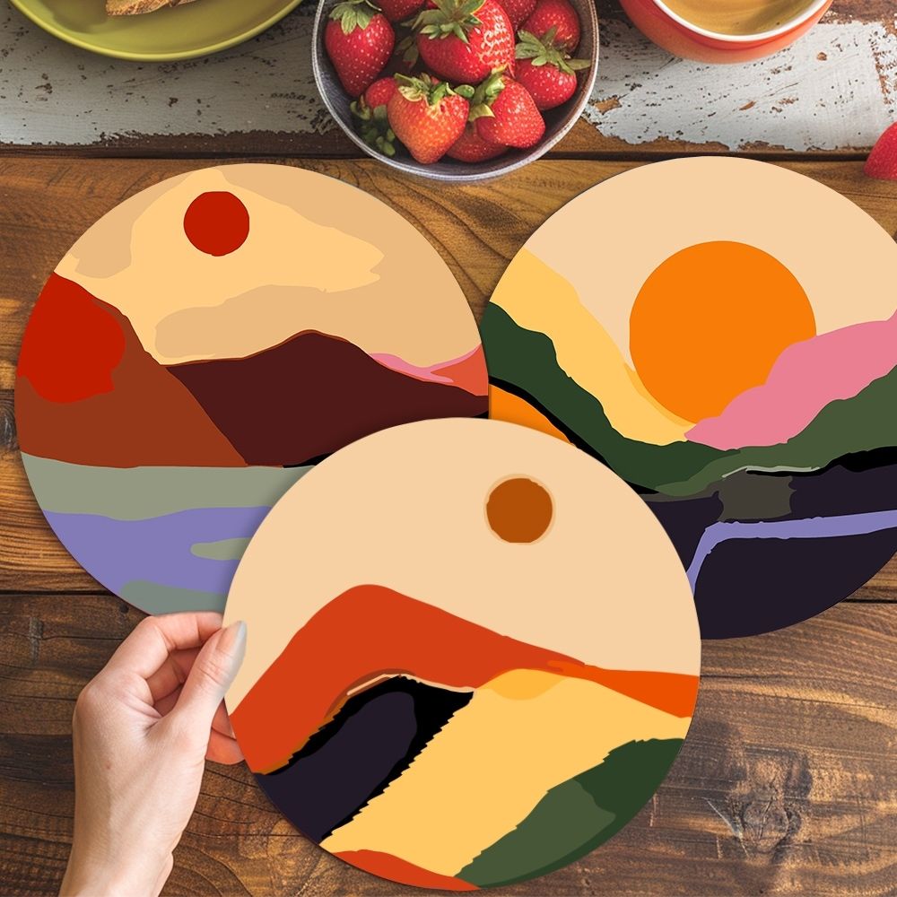 Paint by numbers 8" Placemats (6 pieces) - Modern Abstract Mountain