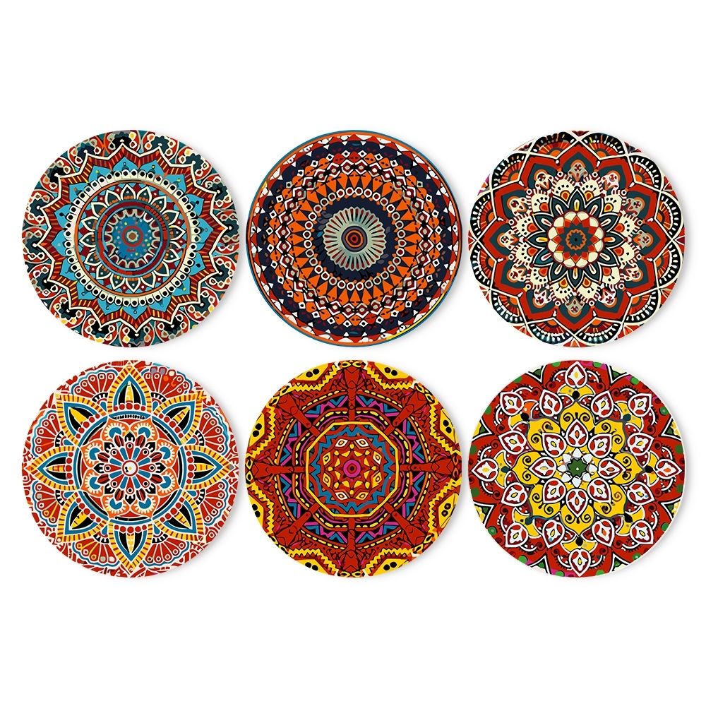 Paint by numbers 8" Placemats (6 pieces) - Bohemian Mandala Round