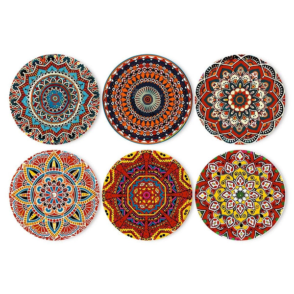 Paint by numbers 8" Placemats (6 pieces) - Bohemian Mandala Round