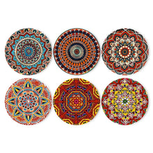 Load image into Gallery viewer, Paint by numbers 8" Placemats (6 pieces) - Bohemian Mandala Round