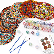 Load image into Gallery viewer, Paint by numbers 8" Placemats (6 pieces) - Bohemian Mandala Round