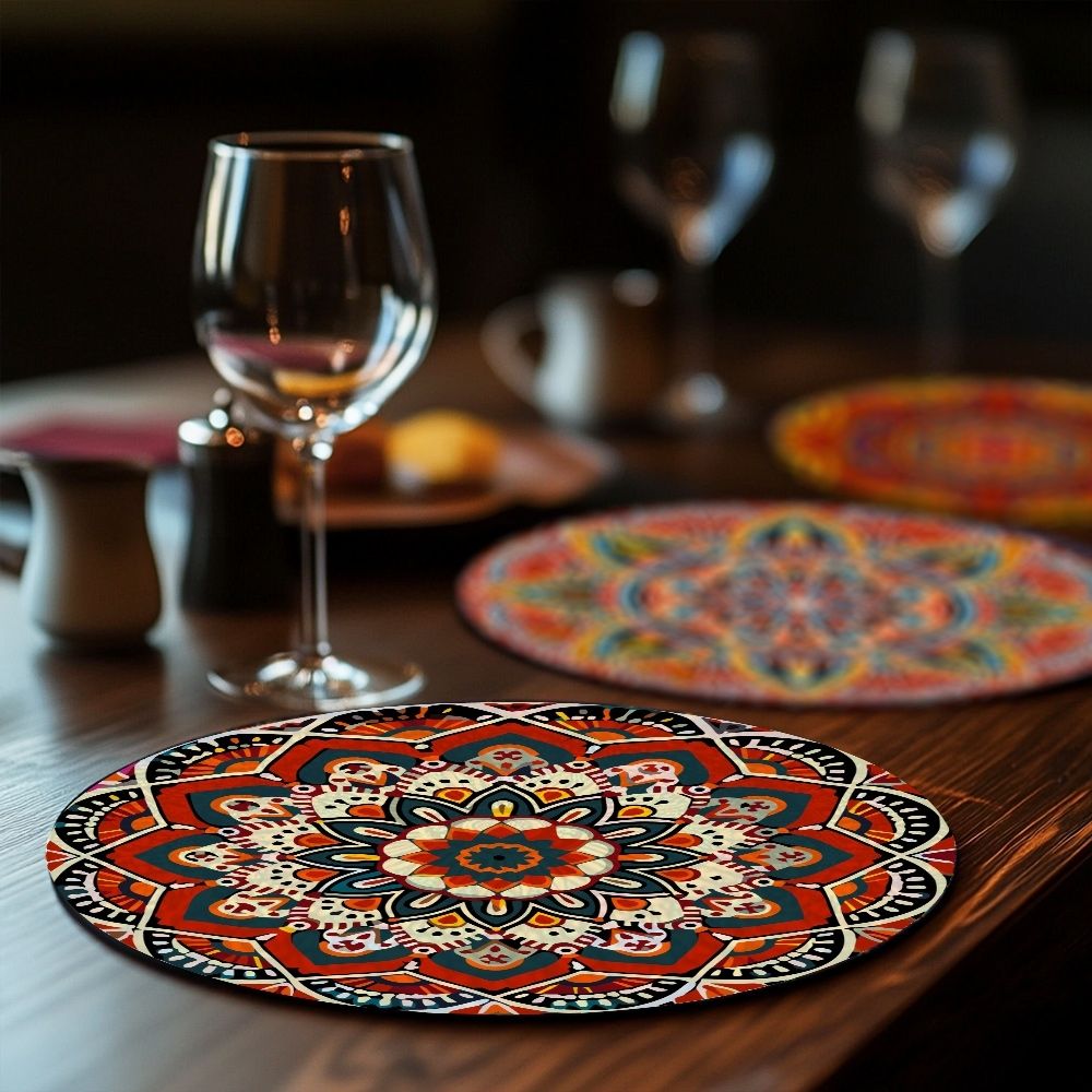 Paint by numbers 8" Placemats (6 pieces) - Bohemian Mandala Round