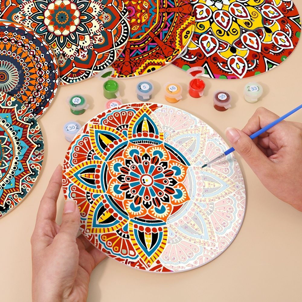 Paint by numbers 8" Placemats (6 pieces) - Bohemian Mandala Round