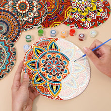 Load image into Gallery viewer, Paint by numbers 8" Placemats (6 pieces) - Bohemian Mandala Round