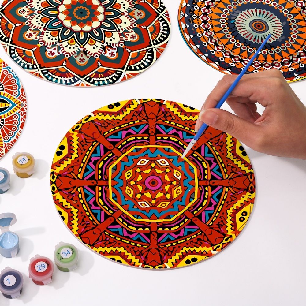 Paint by numbers 8" Placemats (6 pieces) - Bohemian Mandala Round