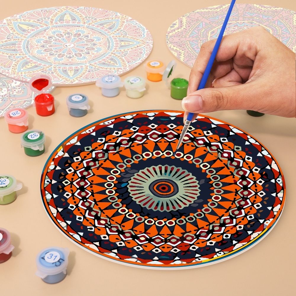 Paint by numbers 8" Placemats (6 pieces) - Bohemian Mandala Round