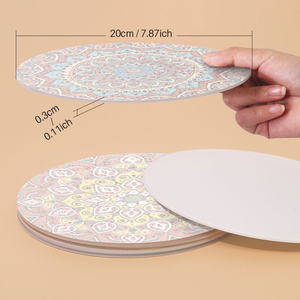 Paint by numbers 8" Placemats (6 pieces) - Bohemian Mandala Round