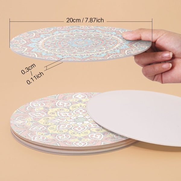 Paint by numbers 8" Placemats (6 pieces) - Bohemian Mandala Round