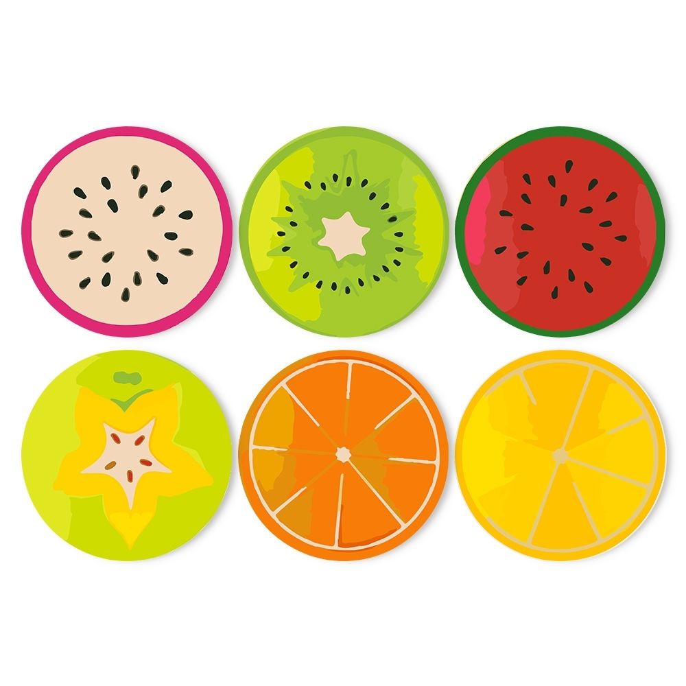Paint by numbers 8" Placemats (6 pieces) - Colorful Fruit Slice