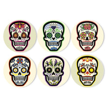 Load image into Gallery viewer, Paint by numbers 8" Placemats (6 pieces) - Colorful Day of the Dead Skull