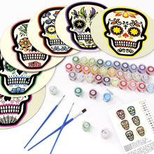 Load image into Gallery viewer, Paint by numbers 8" Placemats (6 pieces) - Colorful Day of the Dead Skull