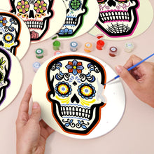 Load image into Gallery viewer, Paint by numbers 8" Placemats (6 pieces) - Colorful Day of the Dead Skull