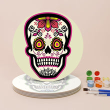 Load image into Gallery viewer, Paint by numbers 8" Placemats (6 pieces) - Colorful Day of the Dead Skull
