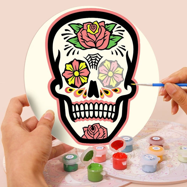 Paint by numbers 8" Placemats (6 pieces) - Colorful Day of the Dead Skull