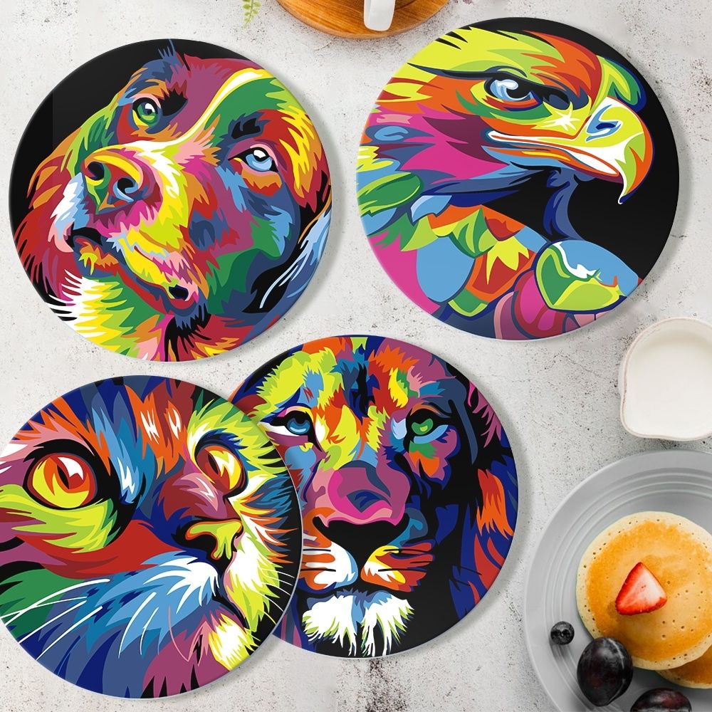 Paint by numbers 8" Placemats (6 pieces) - Pop Art Animal