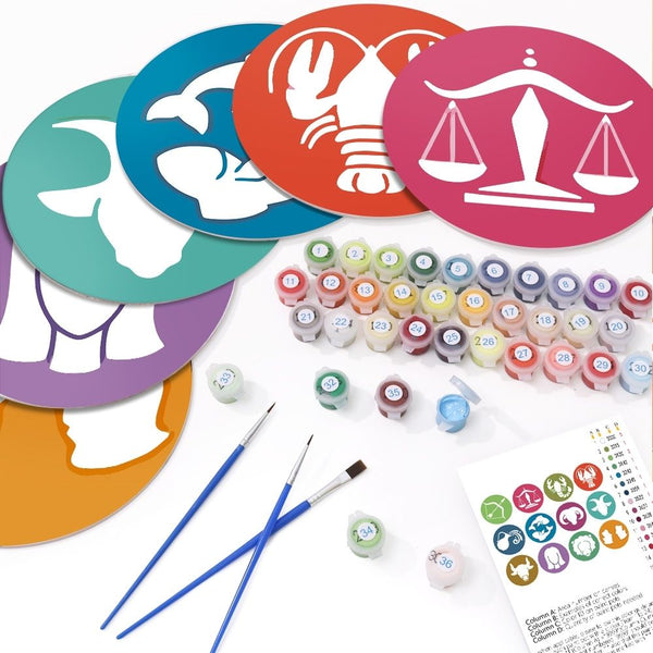 Paint by numbers 8" Placemats (12 pieces) - Zodiac Signs Series 1