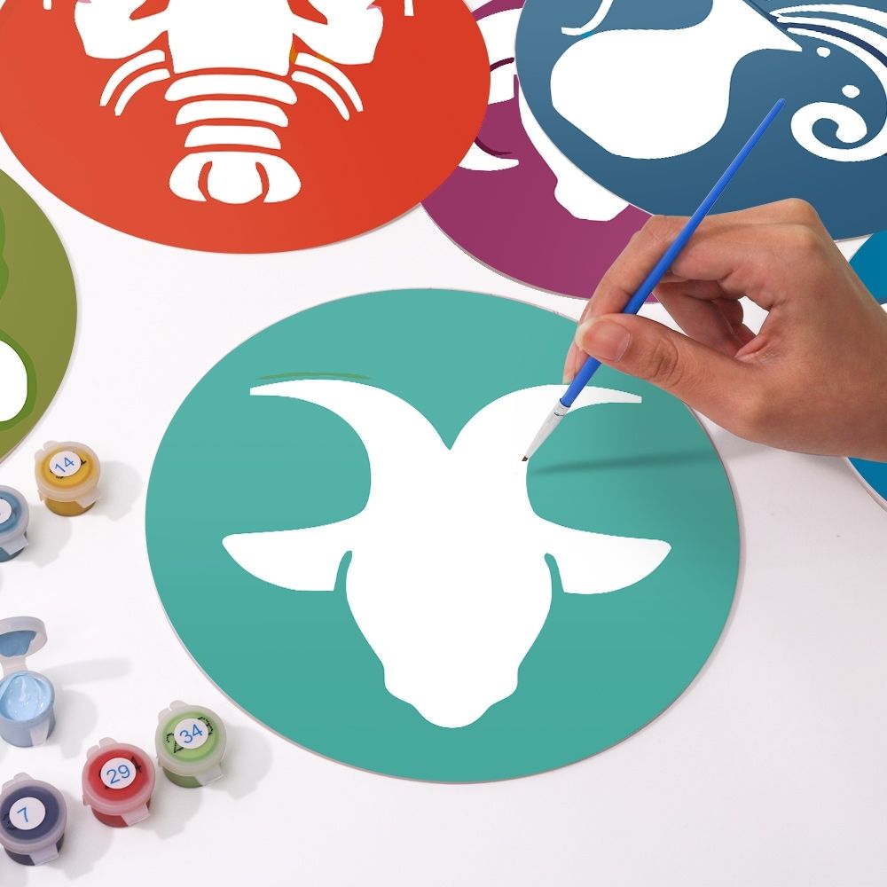 Paint by numbers 8" Placemats (12 pieces) - Zodiac Signs Series 1