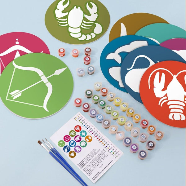 Paint by numbers 8" Placemats (12 pieces) - Zodiac Signs Series 1