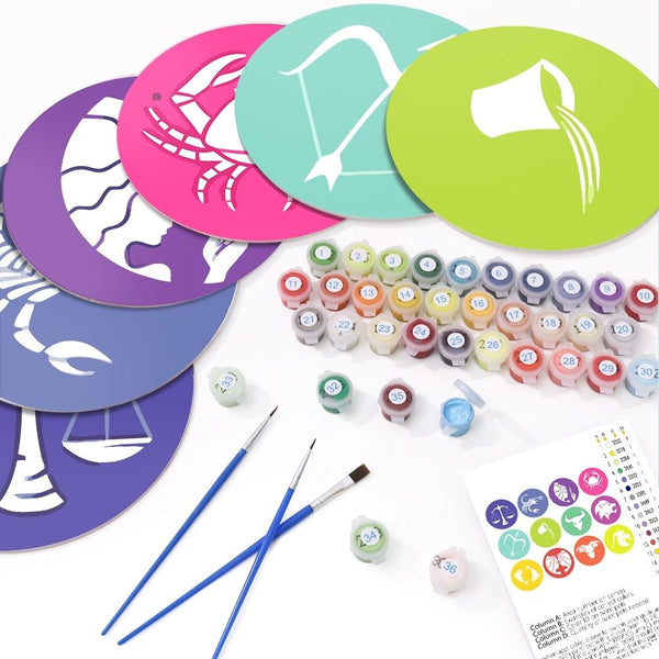 Paint by numbers 8" Placemats (12 pieces) - Zodiac Signs Series 2