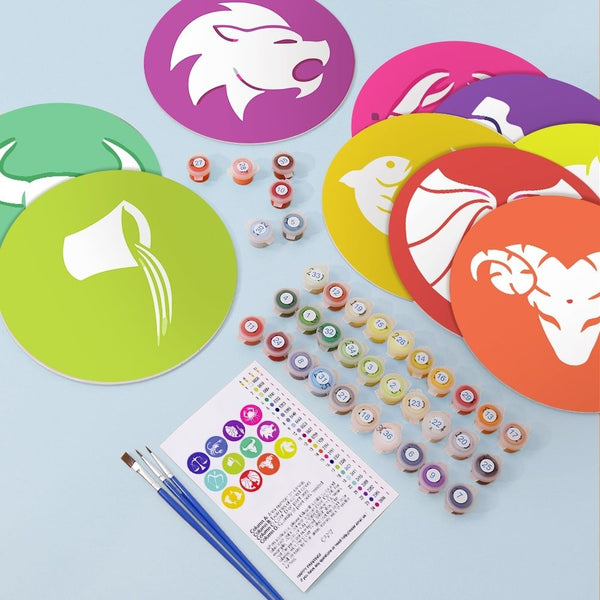 Paint by numbers 8" Placemats (12 pieces) - Zodiac Signs Series 2