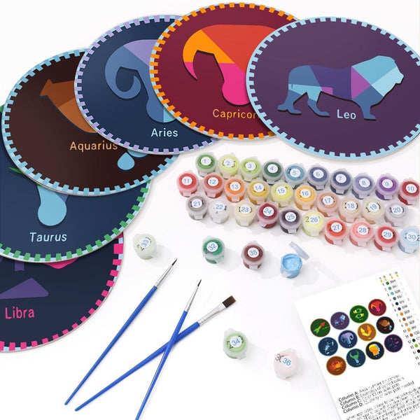 Paint by numbers 8" Placemats (12 pieces) - Zodiac Signs Series 3