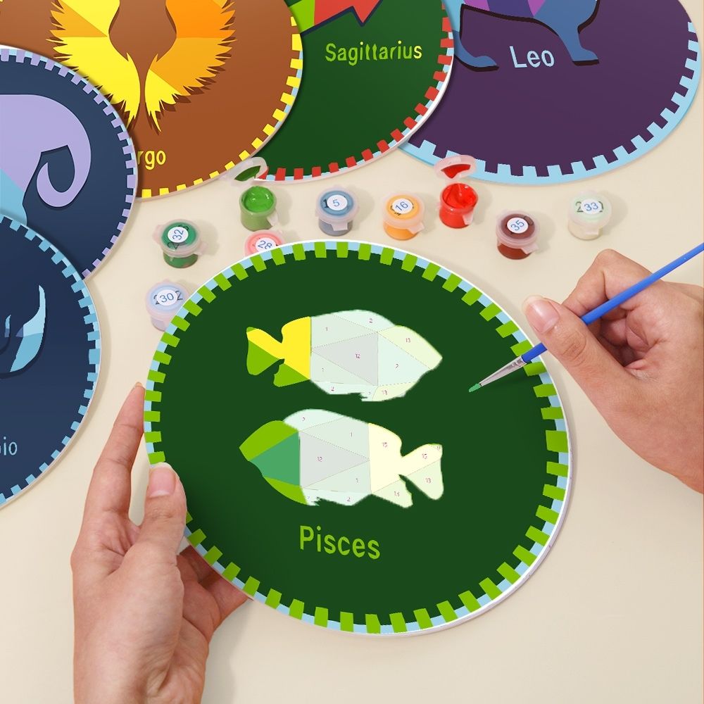 Paint by numbers 8" Placemats (12 pieces) - Zodiac Signs Series 3