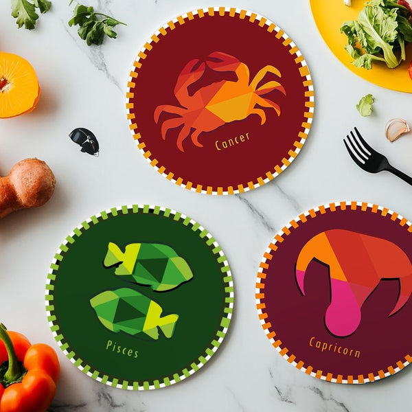 Paint by numbers 8" Placemats (12 pieces) - Zodiac Signs Series 3